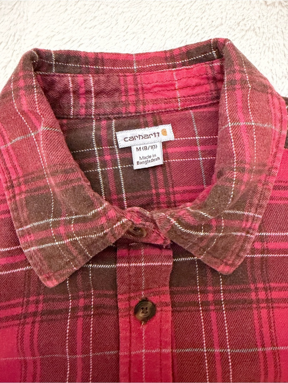 Carhartt Women’s Red Plaid Flannel Button Up Work Shirt - Picture 6 of 7